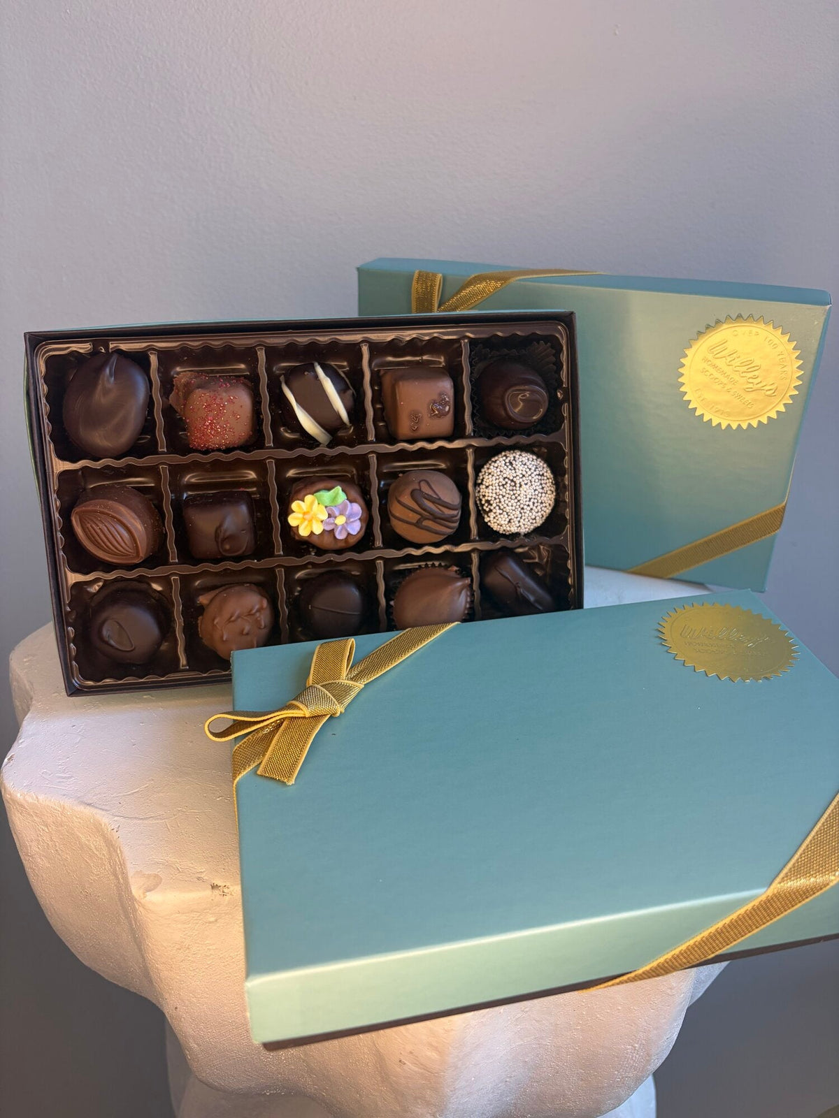 Willey's chocolate boxes, small and large